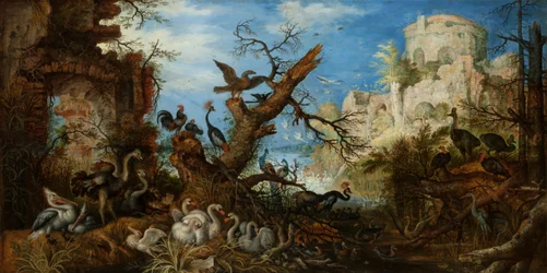 Landschaft mit Vögeln